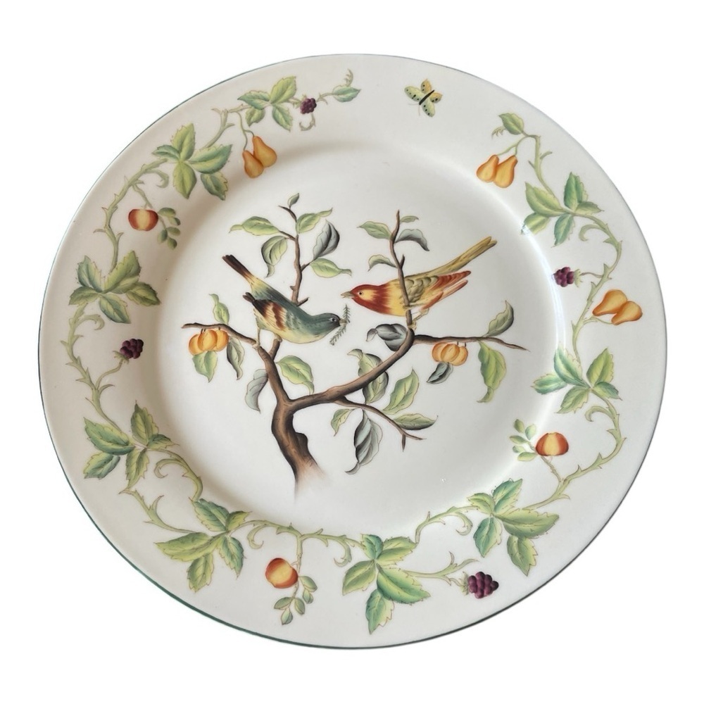 Vintage Andrea by Sadek Decorative Plate, “Birds in the Garden”, Green & Gold.